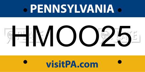 HMOO25 Pennsylvania License Plate