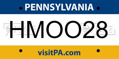 HMOO28 Pennsylvania License Plate