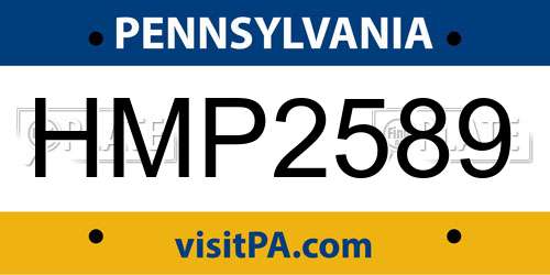 HMP2589 Pennsylvania License Plate
