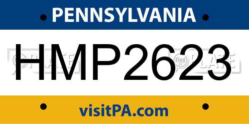 HMP2623 Pennsylvania License Plate