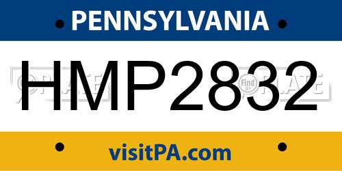 HMP2832 Pennsylvania License Plate