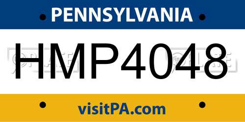 HMP4048 Pennsylvania License Plate