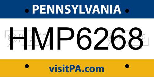 HMP6268 Pennsylvania License Plate