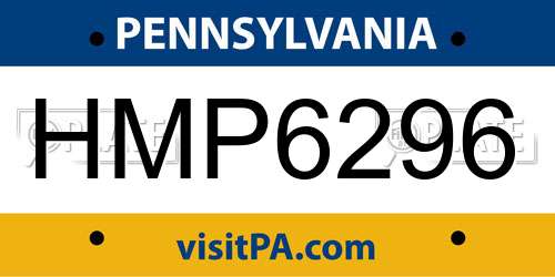 HMP6296 Pennsylvania License Plate