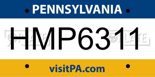 HMP6311 Pennsylvania License Plate