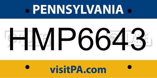 HMP6643 Pennsylvania License Plate