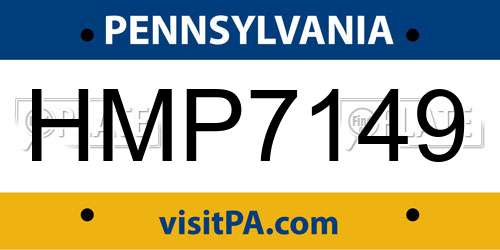 HMP7149 Pennsylvania License Plate