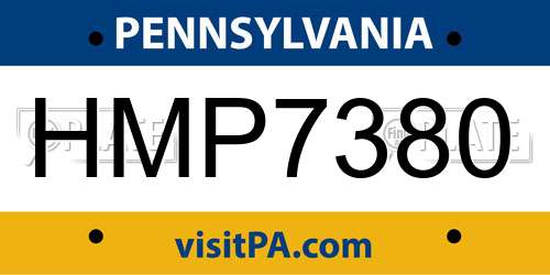 HMP7380 Pennsylvania License Plate