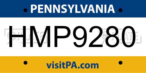 HMP9280 Pennsylvania License Plate