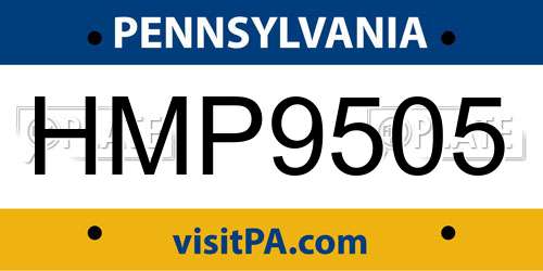 HMP9505 Pennsylvania License Plate