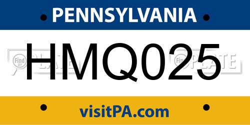 HMQ025 Pennsylvania License Plate