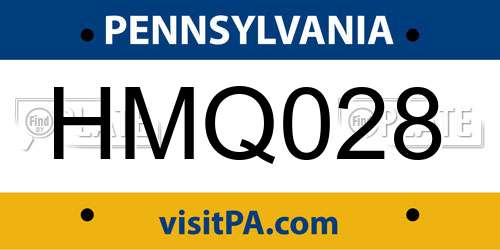 HMQ028 Pennsylvania License Plate
