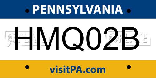 HMQ02B Pennsylvania License Plate