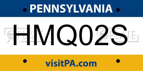 HMQ02S Pennsylvania License Plate