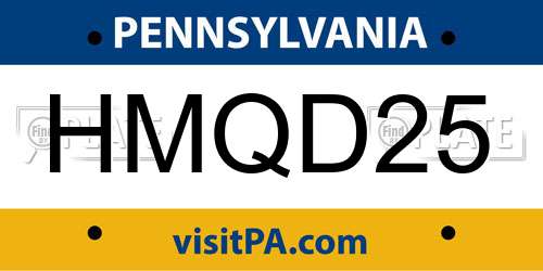 HMQD25 Pennsylvania License Plate