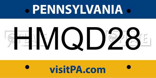 HMQD28 Pennsylvania License Plate