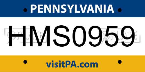 HMS0959 Pennsylvania License Plate