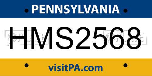 HMS2568 Pennsylvania License Plate