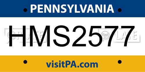 HMS2577 Pennsylvania License Plate
