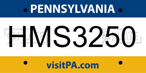 HMS3250 Pennsylvania License Plate