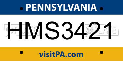 HMS3421 Pennsylvania License Plate