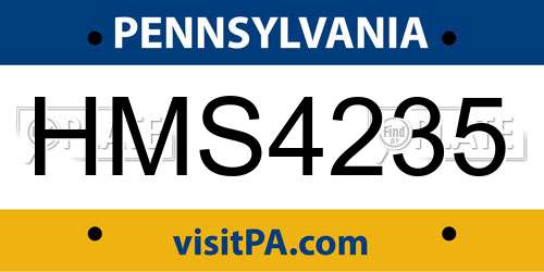 HMS4235 Pennsylvania License Plate
