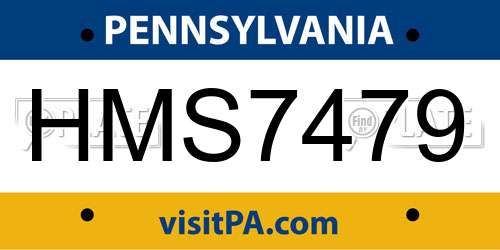 HMS7479 Pennsylvania License Plate