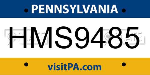 HMS9485 Pennsylvania License Plate