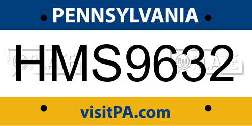 HMS9632 Pennsylvania License Plate