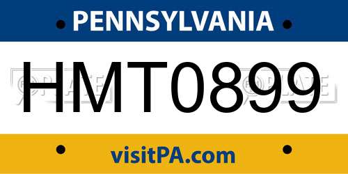 HMT0899 Pennsylvania License Plate