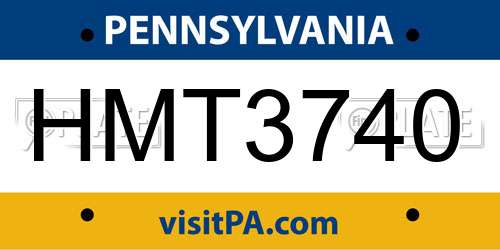 HMT3740 Pennsylvania License Plate