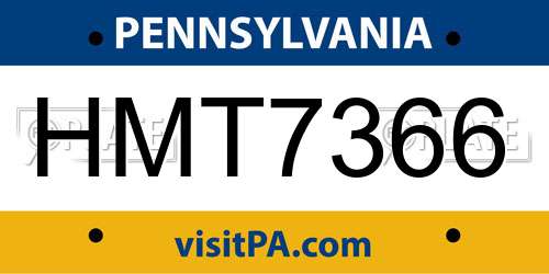 HMT7366 Pennsylvania License Plate