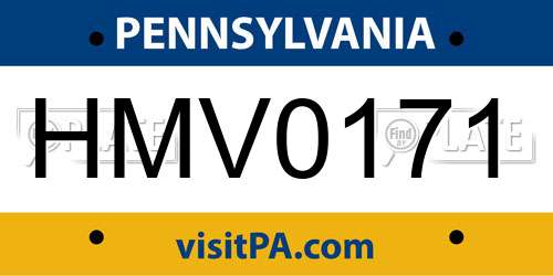 HMV0171 Pennsylvania License Plate