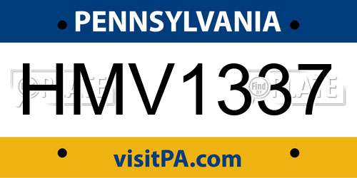 HMV1337 Pennsylvania License Plate