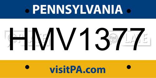 HMV1377 Pennsylvania License Plate