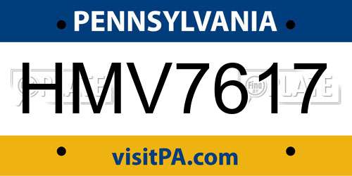HMV7617 Pennsylvania License Plate