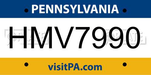HMV7990 Pennsylvania License Plate