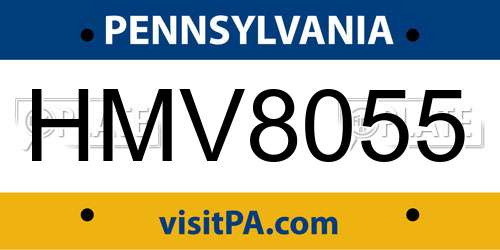 HMV8055 Pennsylvania License Plate