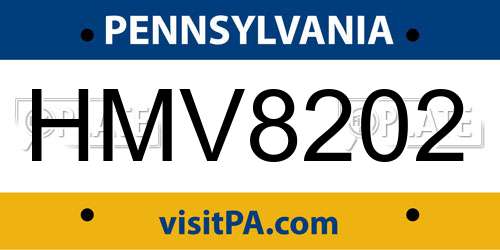 HMV8202 Pennsylvania License Plate
