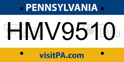 HMV9510 Pennsylvania License Plate