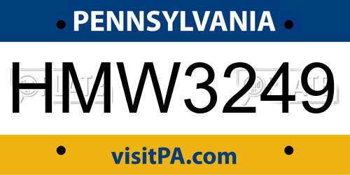 HMW3249 Pennsylvania License Plate