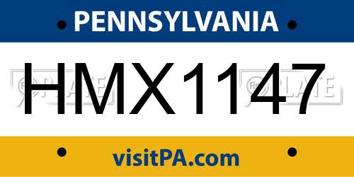 HMX1147 Pennsylvania License Plate