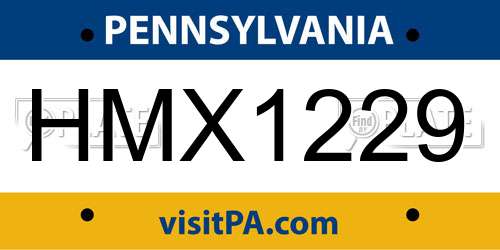 HMX1229 Pennsylvania License Plate