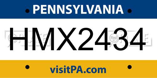 HMX2434 Pennsylvania License Plate