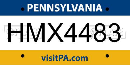 HMX4483 Pennsylvania License Plate