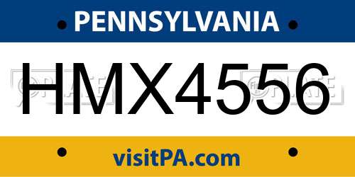 HMX4556 Pennsylvania License Plate
