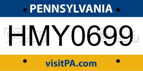 HMY0699 Pennsylvania License Plate