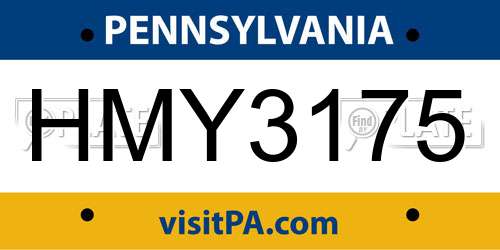 HMY3175 Pennsylvania License Plate