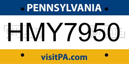 HMY7950 Pennsylvania License Plate