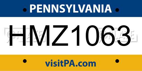 HMZ1063 Pennsylvania License Plate